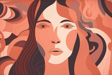 Abstract woman portrait art illustration. Femininity, mental female health concept. Generative AI