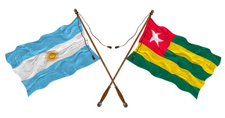 National flag of  Togo and Argentina. Background for designers