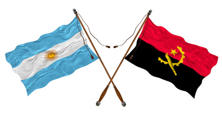 National flag of Angola and Argentina. Background for designers