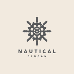 Ship Steering Logo, Steering Wheel Boat Ship Yacht Compass Vector, Elegant Simple Minimalist Design Ocean, Sailing © Mayliana