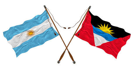 National flag of Antigua and Barbuda and Argentina. Background for designers