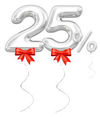 Silver Balloons 25 Percent off Discount