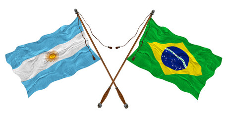 National flag of Brazil and Argentina. Background for designers