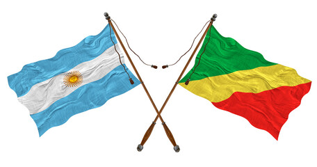 National flag of Congo brazzaville and Argentina. Background for designers
