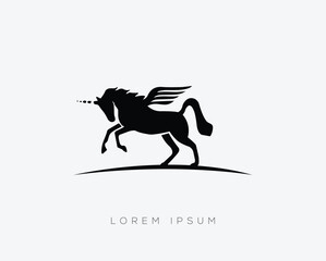 Running creative  horse logo design illustration template