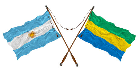 National flag of Gabon and Argentina. Background for designers