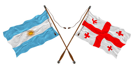 National flag of Georgia and Argentina. Background for designers