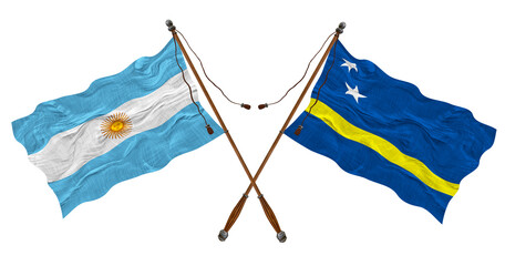 National flag of Kuracao and Argentina. Background for designers