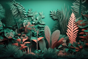 Fototapeta na wymiar lush jungle filled with vibrant greenery and exotic plants. Generative AI