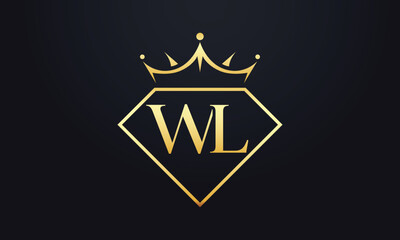 Diamond crown vector. Luxury queen logo for jewelry vector with letters	