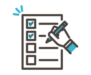 Checking with a pen on a questionnaire, medical questionnaire and survey form [Vector illustration].