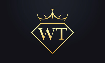 Diamond crown vector. Luxury queen logo for jewelry vector with letters	