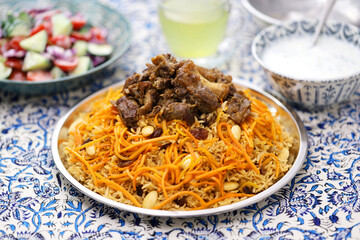 kabuli pulao (luxurious pilaf), Afghan national dish   
