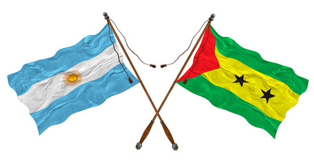 National flag of Sao tome and principe and Argentina. Background for designers