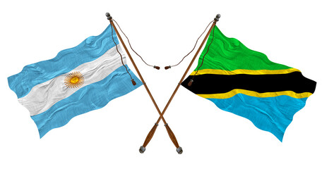 National flag of Tanzania and Argentina. Background for designers