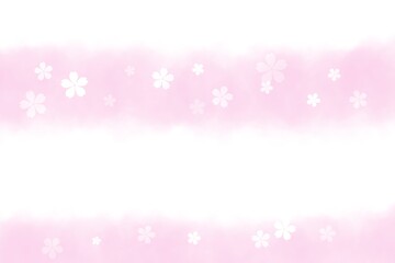 ピンク色の桜の横長トーン素材(透過)