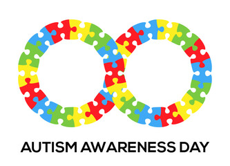 Fototapeta premium Autism Awareness Day. Colorful infinity puzzle vector isolated on white background.