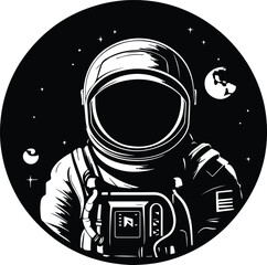 Astronaut Logo Monochrome Design Style
