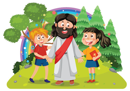 Jesus Christ with children isolated