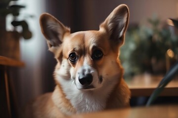 Close up Pet Dog Enjoying Relaxing Time in Living Room