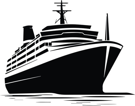 Cruise ship Logo Monochrome Design Style

