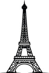 Fototapeta na wymiar Eiffel Tower Logo Monochrome Design Style 
