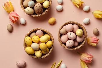 Easter eggs, decoration, basket, nest