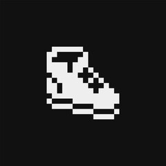 Running shoe pixel art icon. Design for sticker, logo, web and mobile app. Isolated vector illustration.