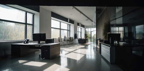 Fototapeta na wymiar Modern office with plenty of natural light, generative ai