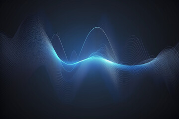 Modern speaking sound waves oscillating dark blue light abstract technology background vector illustration, Generative AI 