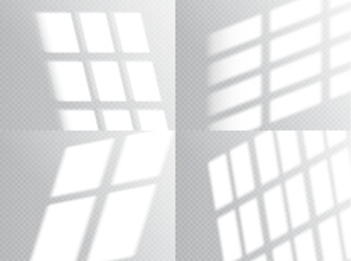 Window light shadow overlay background, window frame shade on wall, transparent vector. Light effect or daylight shadow of window on ceiling or wall, summer sunlight or real overshadow