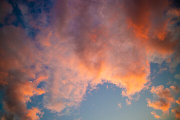 Photographic shot of the colors of the clouds at sunset