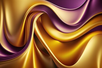 Abstract Background with 3D Wave Bright Gold and Purple