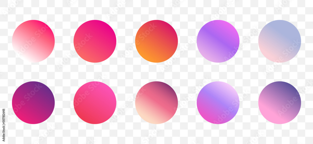 Poster set of round vector gradient. multicolor sphere. modern abstract background texture. template for de