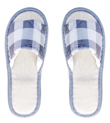 Gray slippers with plaid pattern
