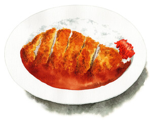 アナログ水彩カツカレー