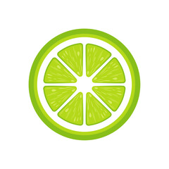 Slice of lime flat illustration. Stylized flat vector element in green colors. Best for web, print, logo creating and branding design.