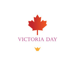 Victoria day. Red maple canada simbols on white background