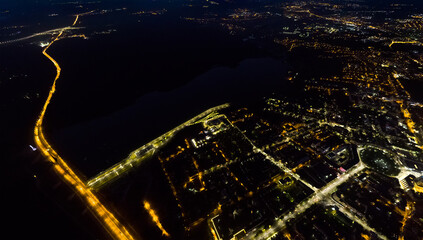 Kaluga, Russia. Night city. Aerial view