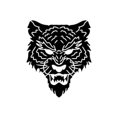 head angry tiger black white