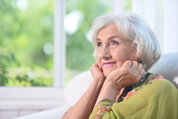 Beautiful elderly woman at the country house