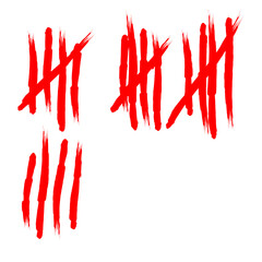 Red Tally Marks, Numberic, Tradisional Number