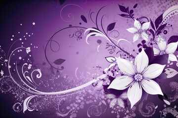 Fototapeta na wymiar purple floral pattern with white swirls on a background. Generative AI