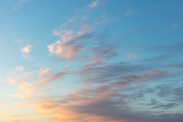 Colorful clouds in the sky at sunset. Background