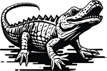 Fototapeta na wymiar Crocodile Logo Monochrome Design Style 