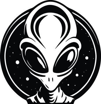 Alien Logo Monochrome Design Style
