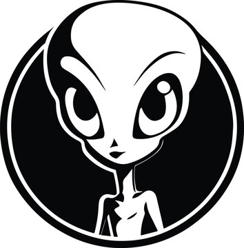 Alien Logo Monochrome Design Style
