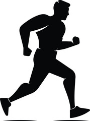 Fototapeta na wymiar Man Jogging Logo Monochrome Design Style 