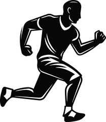Fototapeta na wymiar Man Jogging Logo Monochrome Design Style 