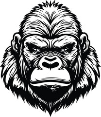Silverback Gorilla Logo Monochrome Design Style
